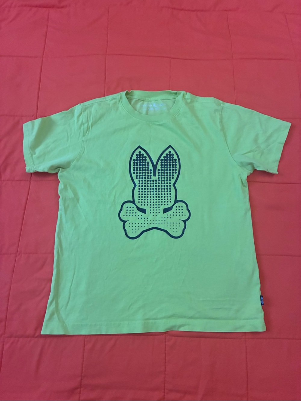 Psycho Bunny Graphic T-shirt Boys Size XL 18-20 Green Big Logo Short Sleeve
